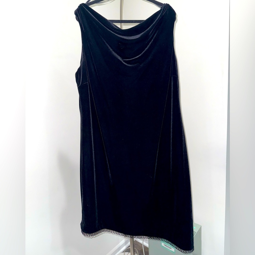 🖤 Donna Ricco Black Velvet Cowl Neck Cocktail Dress 22W